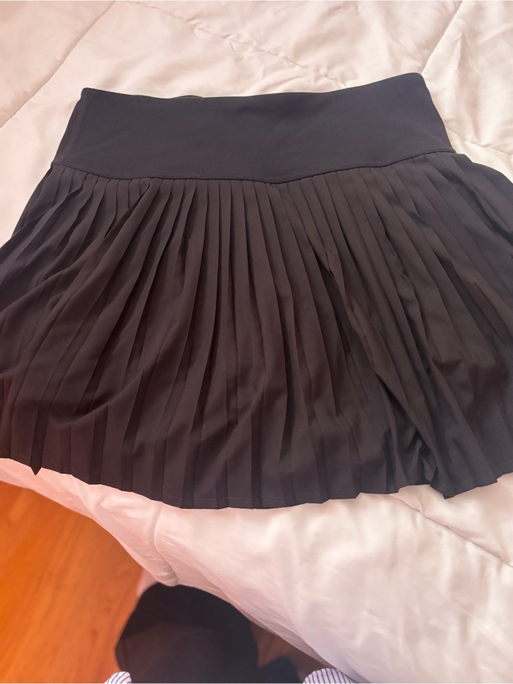 Pleated Black Women's Tennis Skort - Classic A-Line Style-medium
